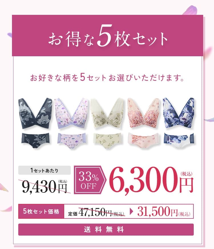 ノンジー「ブラ&ショーツ」上下セット お得な5枚セット